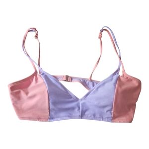 Ninety-Nine Spliced Triangle Pink Purple Bikini Top Size XXL